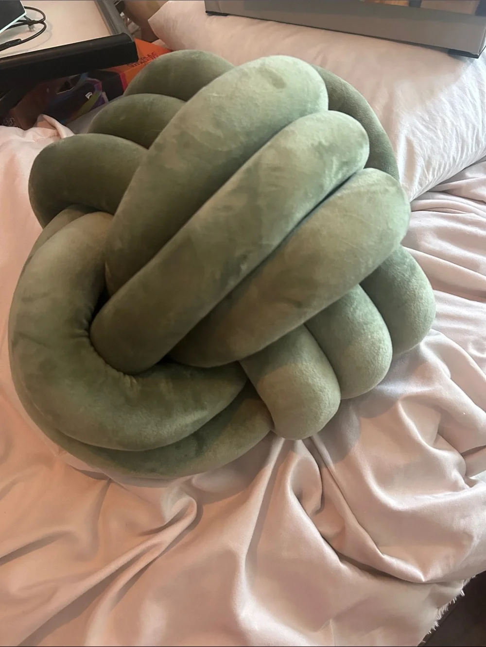Plush Knot Pillow in Sage Green